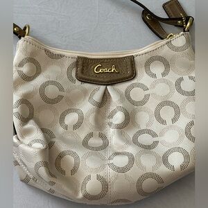 Coach Beige Patterned Shoulder Bag
